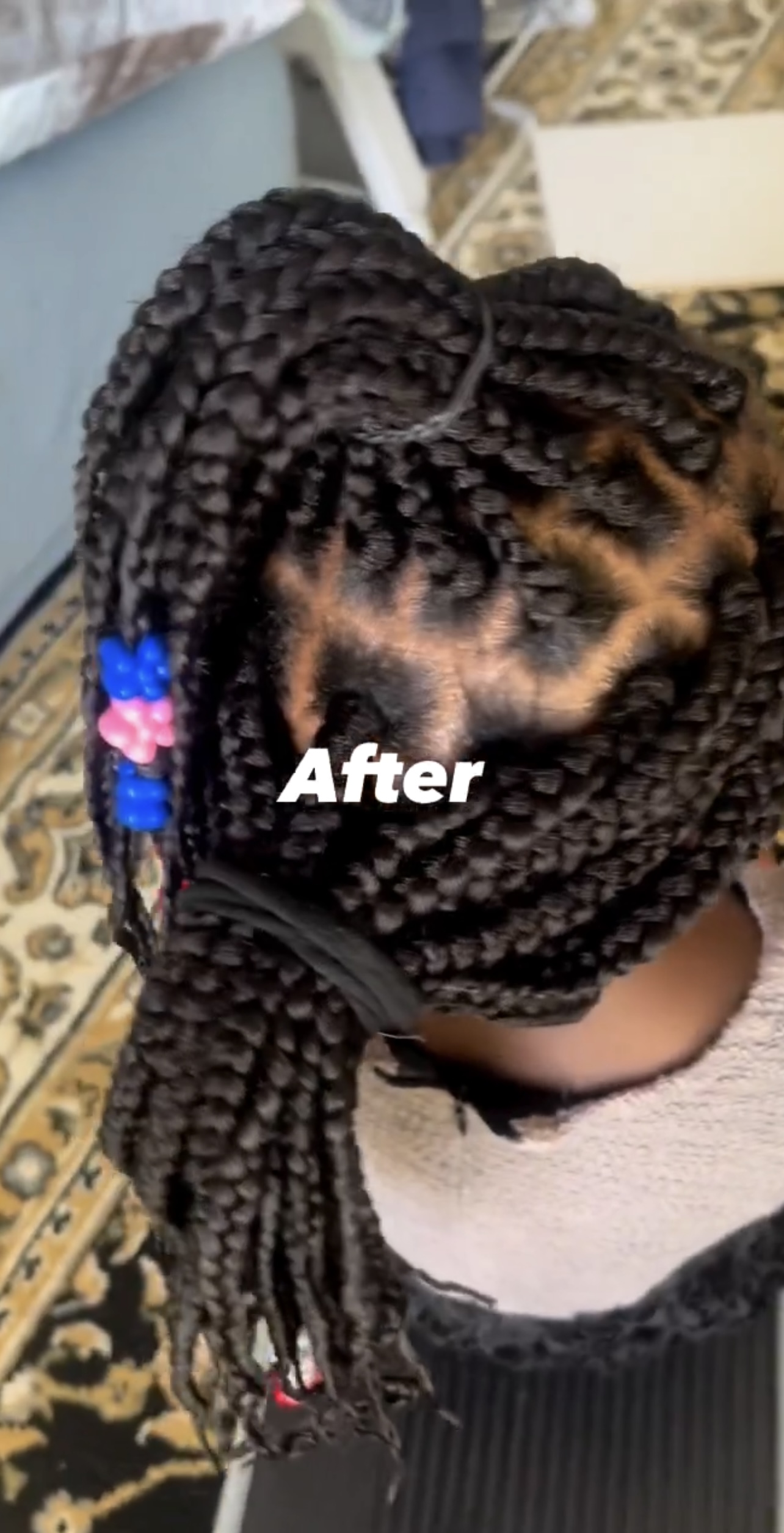 Box Braids — fresh parting retouch