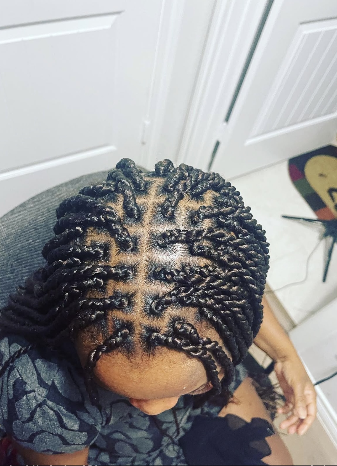 Cornrow Ponytail — two-tone brown & cream